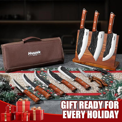 Huusk Butcher Knife Set, Hand Forged Butcher Chef Knife Set - Image 2