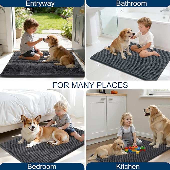 OLANLY Dog Door Mat for Muddy Paws 40x32, Ultra Absorbent Chenille Mud Doormat - Image 8