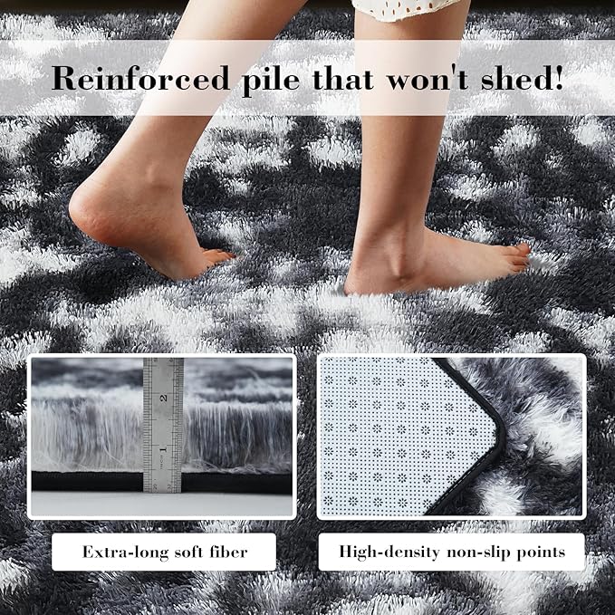 yongyangjuxin Fluffy Rug Shag Area Rug, Mottling Black 8x10 Area Rugs - Image 6