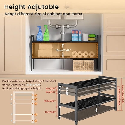 Under Sink Organizer and Storage 16.5"-30.7" Expandable Length, Adjustable - Image 3