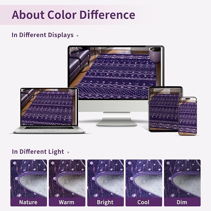 SERISSA Hallway Runner Rug, 2x10 Washable Non-Slip Purple and White Runners - Image 8