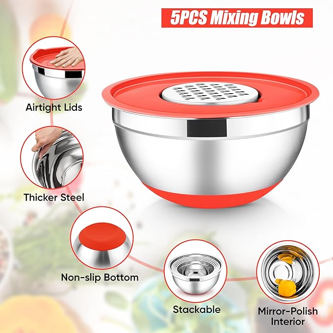 E-far Stainless Steel Mixing Bowls - Image 3