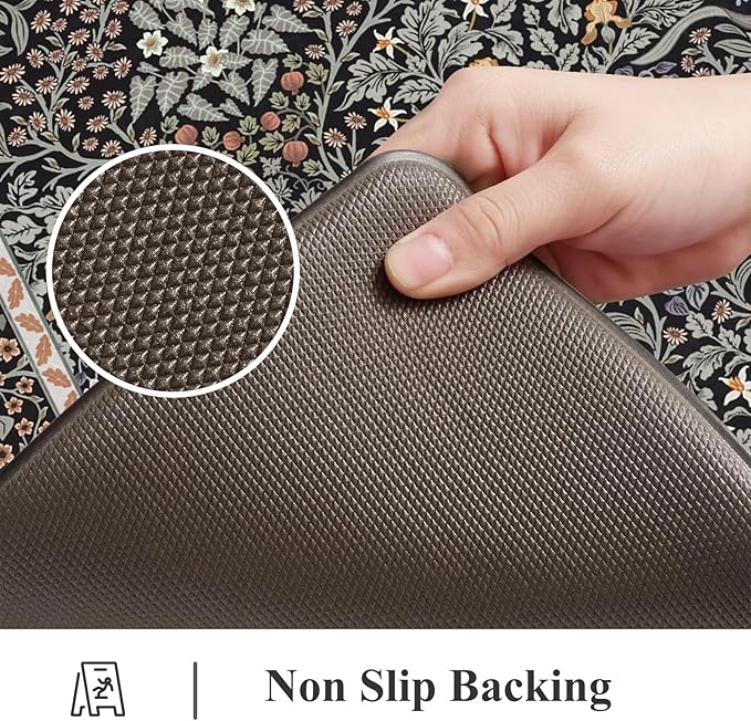 Collive Kitchen Mats for Floor, Cushioned Anti Fatigue Mat Floral Rugs 2 Piece - Image 4