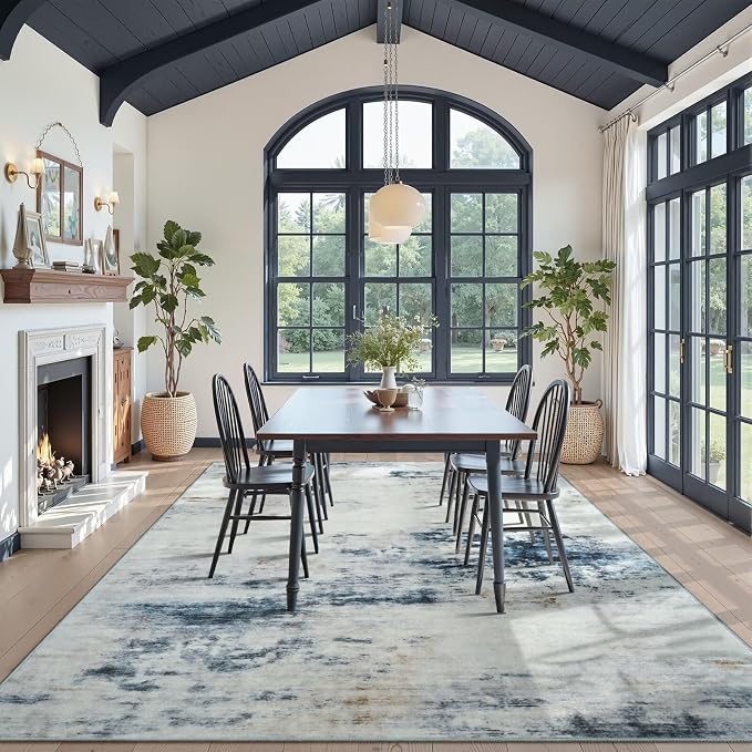 Toneed Abstract Area Rug 6x9 Modern Washable Rug Soft Non Slip Rug Low Pile - Image 3