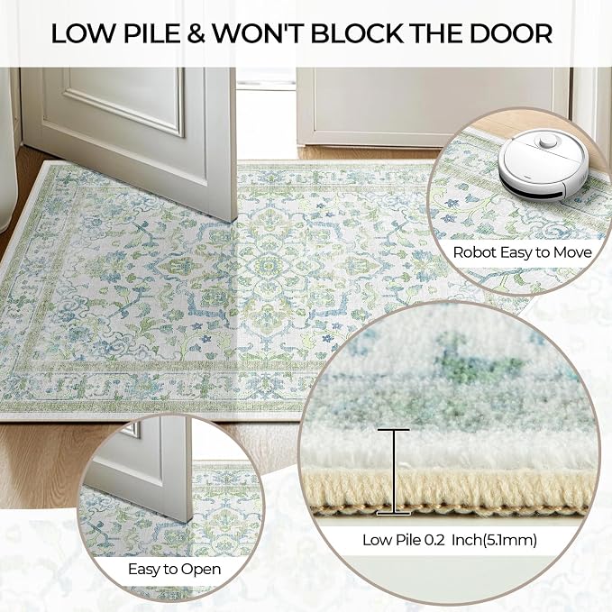 CAPALOCA Machine Washable Rugs Nursery Rug 3x5 Cute Girl Non Slip Low Pile - Image 5