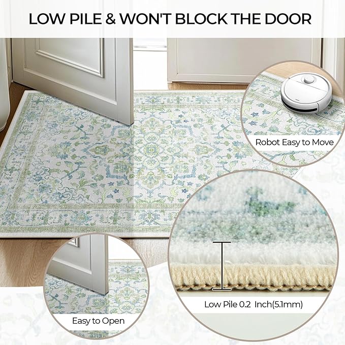 CAPALOCA Machine Washable Rugs Nursery Rug Sq5ft Cute Girl Non Slip Low Pile - Image 5