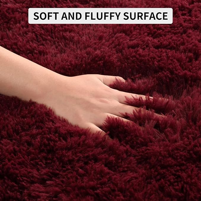 Tepook Fluffy Burgundy Rugs for Living Room, 5x8 Dark Red Area Rug for Bedroom - Image 7
