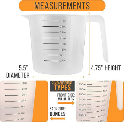 U.S. Kitchen Supply Plastic Measuring Cups - 32 oz Liquid Measuring Cup Set of - Image 3