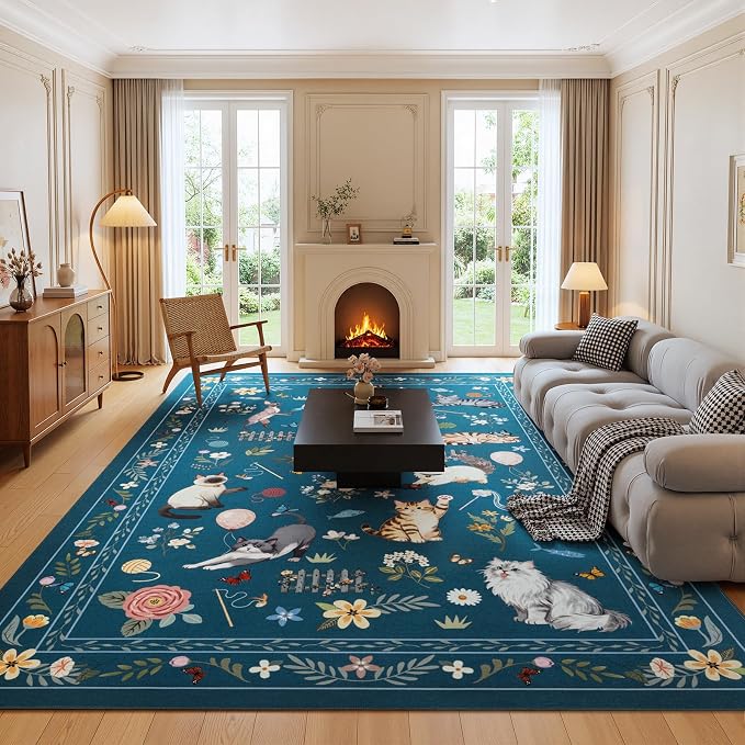 Unirea 9x12 Dark Blue Cat Area Rug - Image 7