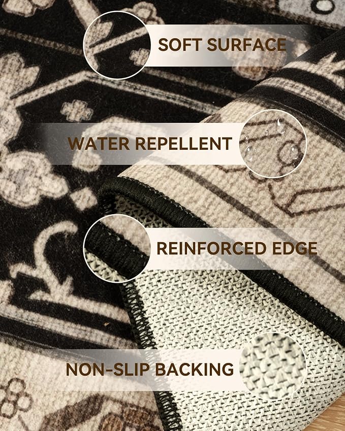 RELEANY Area Rugs Runner 2'x10' Washable Non-Slip, Floral Vintage Distress - Image 5