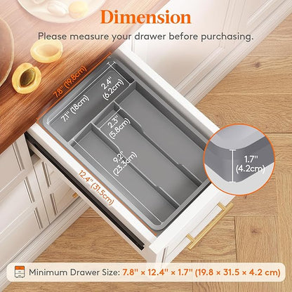 Lifewit Silverware Drawer Organizer Tray, Plastic Cutlery Storage - Image 2