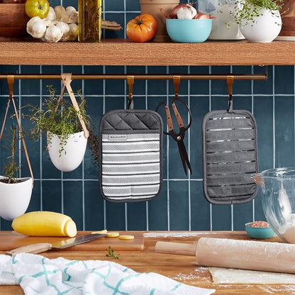 KitchenAid Albany Pot Holder 2-Pack Set, Charcoal Grey - Image 2