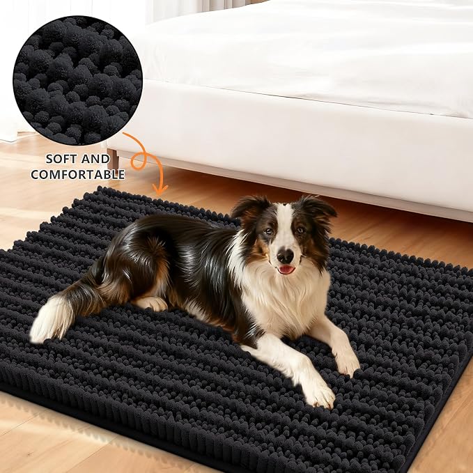 Smiry Dog Door Mat for Muddy Paws 36x24, Absorbent Dirt Trapper, Non-Slip - Image 2