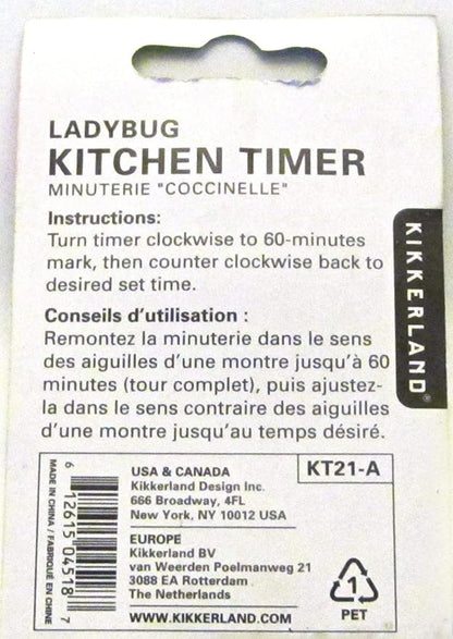 Kikkerland Ladybug Kitchen Timer, 5.7 x 5.7 x 4.4 cm - Image 6