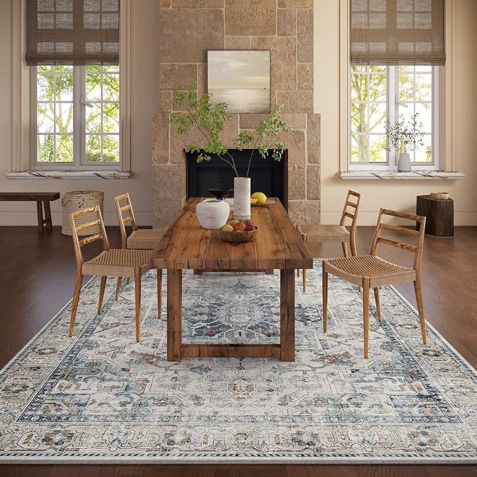 9x12 Area Rugs for Living Room: Washable Bedroom Rug Boho Vintage Rugs Stain - Image 5