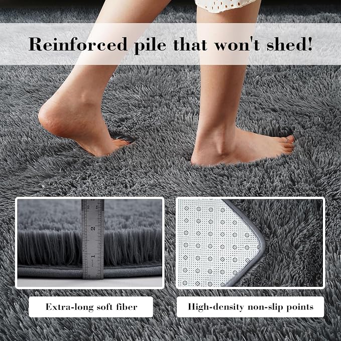 Fluffy Rug Shag Area Rug, Small Bedside Rug, Soft Fluffy Shag Entryway Throw - Image 6