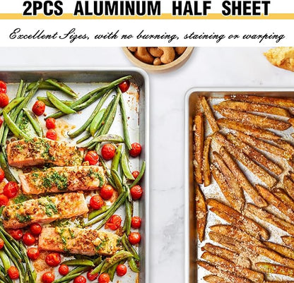 Baking Sheet Pan Set of 3, Commercial Quality Aluminum Cookie Sheets - Image 5
