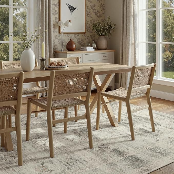 DCX 8x10 Vintage Rug, Machine Washable Stain Resistant Distressed Beige Rug - Image 6