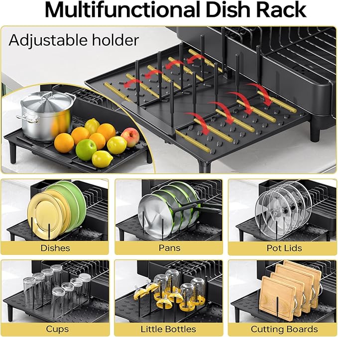Urackify Dish Drying Rack for Kitchen Counter, 304 Stainless Steel Dish Rack - Image 5