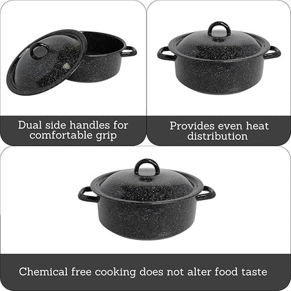 Mirro 4.5 Quart Traditional Vintage Style Black Speckled Enamel on Steel Dutch - Image 3