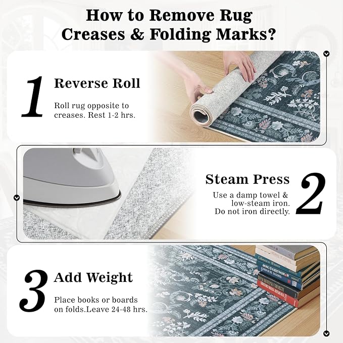 DCX Navy Blue 5x7 Area Rug, Machine Washable Non Slip Stain Resistant Soft - Image 8