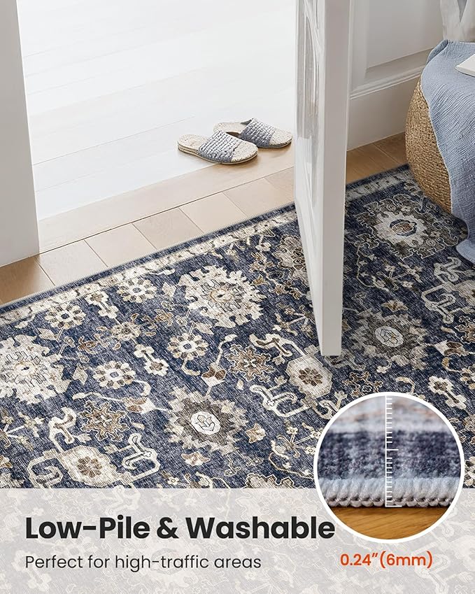 AMADA HOMEFURNISHING 2'6"x10' Washable Area Rug, Low-Profile Entryway Rug - Image 8
