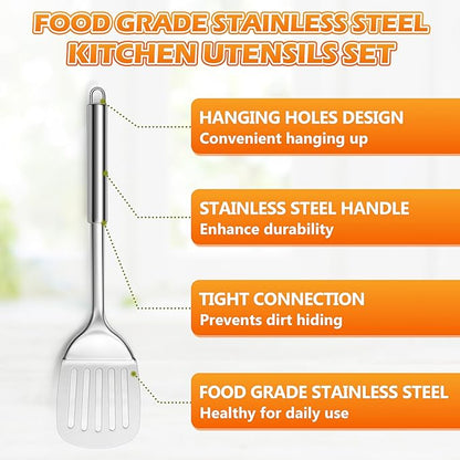 E-far Stainless Steel Cooking Utensils, 4-Piece Heat Resistant Kitchen Utensils - Image 8