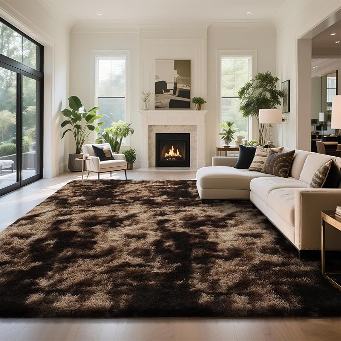 yongyangjuxin Fluffy Rug Shag Area Rug, Mottling Brown 6x9 Area Rugs by Yongyangjuxi
