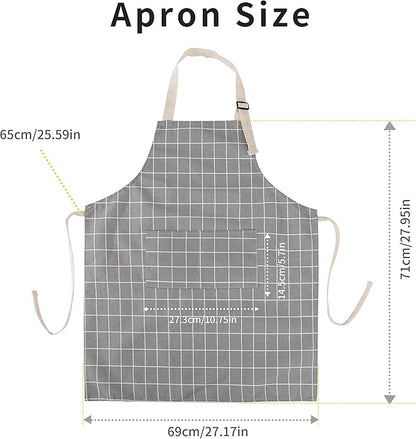 Tosewever 2 Pieces Cotton Linen Waterproof Bib Kitchen Apron - Image 3