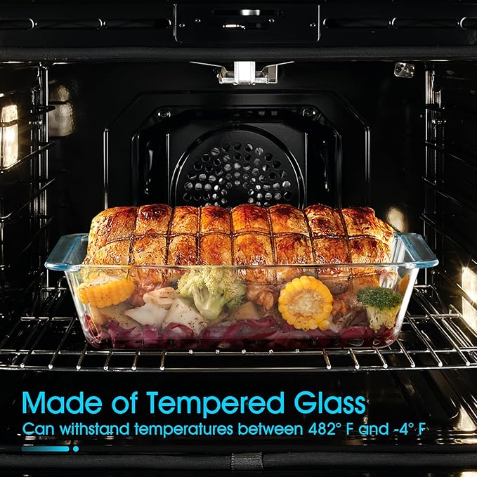 NUTRIUPS 5.7QT Rectangular Deep Glass Baking Dish, Large Glass Baking Pan - Image 4