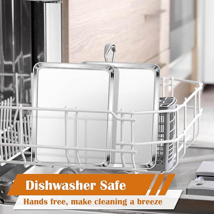 E-far Toaster Oven Tray, 10.5”x8.3” Stainless Steel Small Baking Cookie Sheet - Image 6