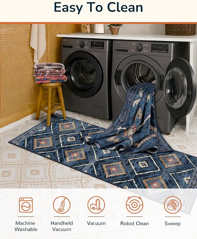 BESTSWEETIE Area Rug 2x6 Rug Machine Washable Non-Slip Low Pile Print Pattern - Image 2