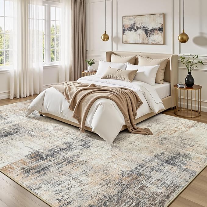 Lofus 9x12 Area Rug for Living Room, Neutral Modern Washable Carpet for Bedroom - Image 2