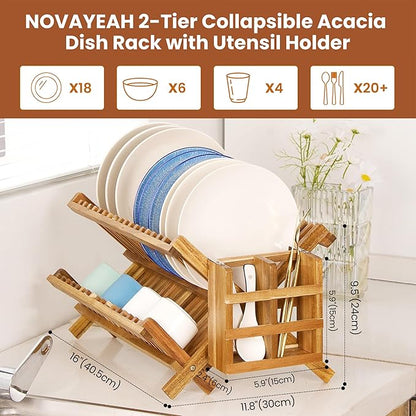 NOVAYEAH Acacia Wooden Dish Drying Rack - Image 5