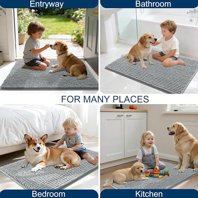 OLANLY Dog Door Mat for Muddy Paws 36x24, Ultra Absorbent Chenille Mud Doormat - Image 8