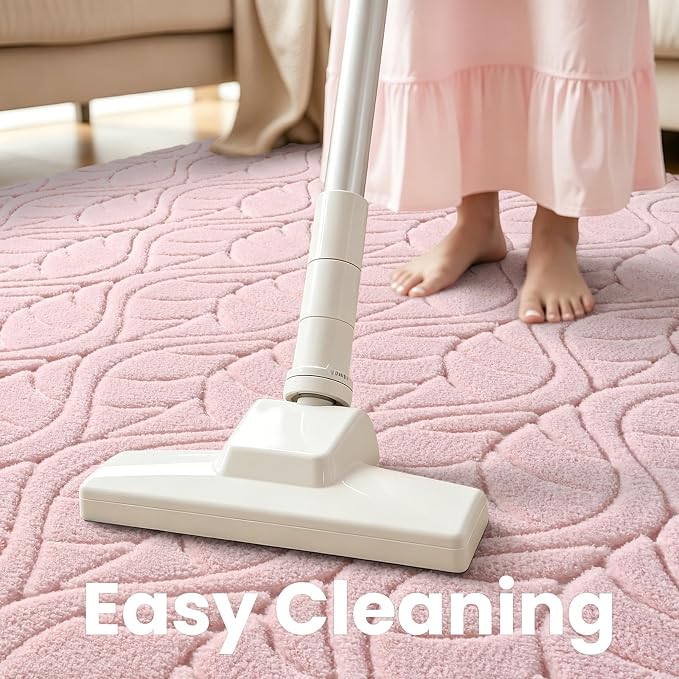 Macgace 5x7 Pink Area Rug, Soft Shag Carpet, Washable Living Room Rugs - Image 8