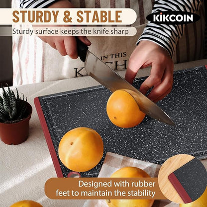 Kikcoin Plastic Cutting Boards for Kitchen, 3-Piece Large Cutting Board Set - Image 4