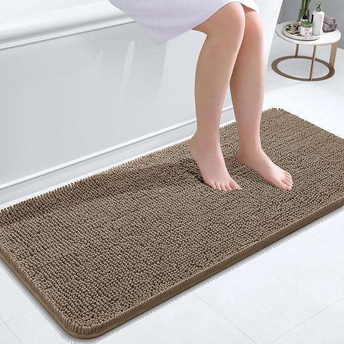 OLANLY Bathroom Runner Rugs 47x20, Extra Soft Absorbent Chenille Bath Rugs by OLANLY