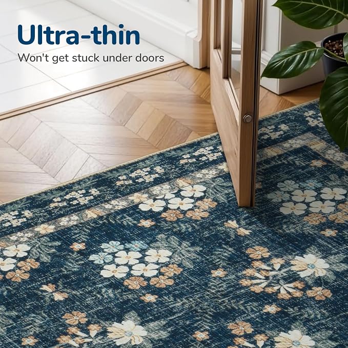 Lessymo Floral Living Room Rug 5x7, Soft Washable Area Rugs - Image 7