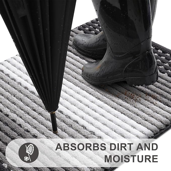 Kitinjoy Indoor Outdoor Door Mat, 48x32 Non-Slip Absorbent Dirt Trapper - Image 2