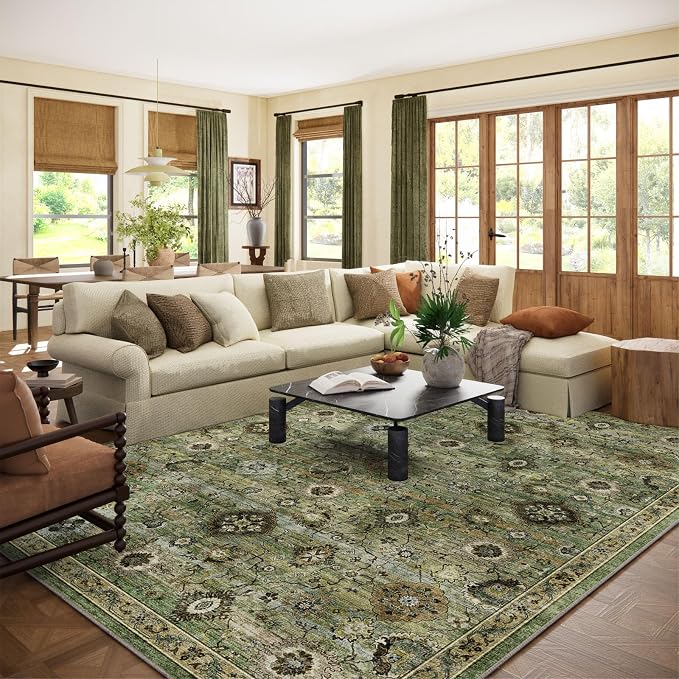 Washable Area Rugs for Living Room: 8x10 Rug Boho Vintage Rugs Stain Resistant by palohom