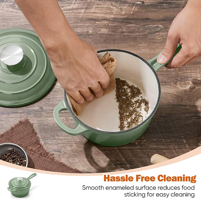 Homikit 1 Quart Saucepan with Lid, Enameled Cast Iron Small Sauce Pan Cooking - Image 7