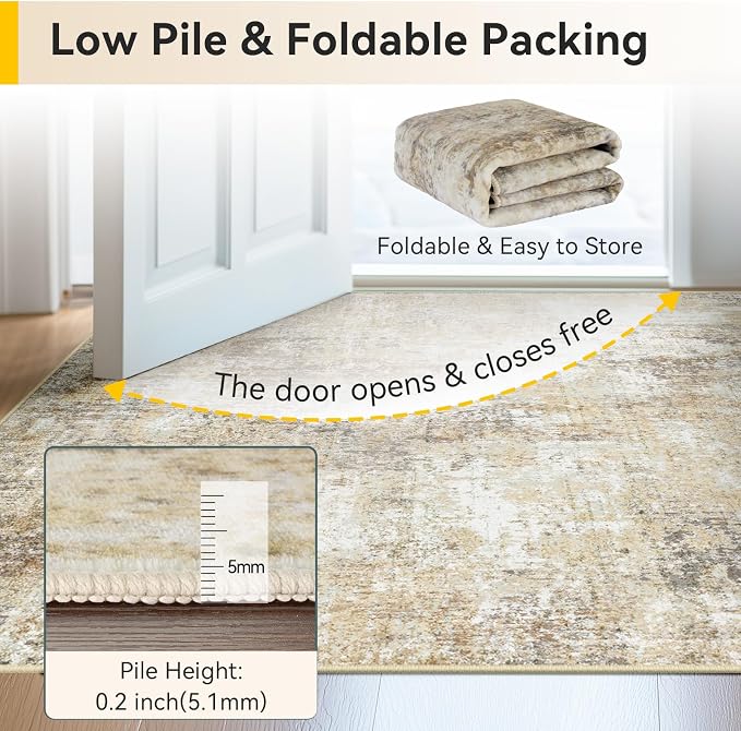 RELEANY Washable Area Rugs 8'x10' Non-Slip Modern Abstract Soft - Image 6