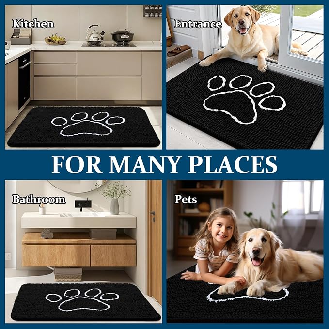 OLANLY Dog Door Mat for Muddy Paws 59x32, Paw Print Design, Absorbs Moisture - Image 8
