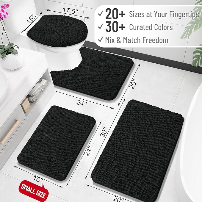OLANLY Small Bathroom Rugs 24x16, Extra Soft Absorbent Chenille Bath Rugs - Image 2