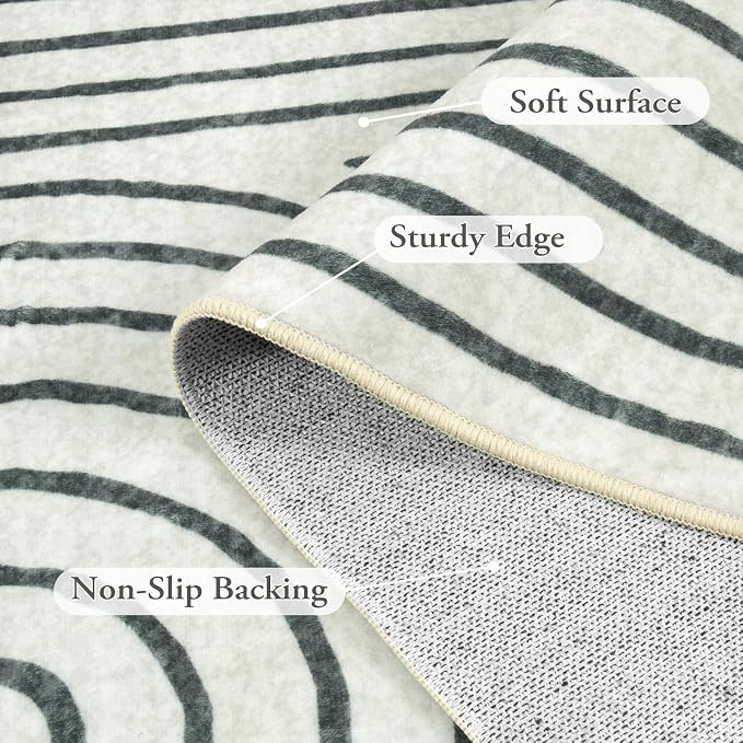 Lahome Abstract Bedroom Rug, Soft 4x6 Rug Ultra-Thin Washable Area Rugs - Image 6