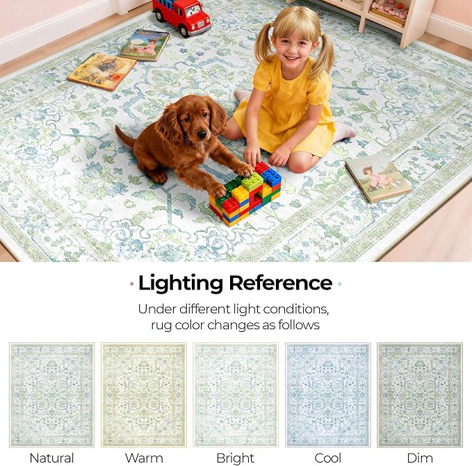 CAPALOCA Machine Washable Rugs Nursery Rug 5x7 Cute Girl Non Slip Low Pile - Image 9