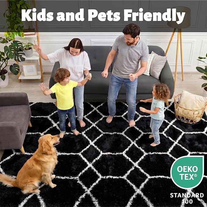 ONASAR Large Area Rugs for Living Room, 7x10 Black and White Rug, Boho Thick - Image 3