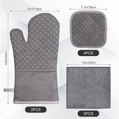 Oven Mitts and Pot Holders 8pcs Set, Cotton Oven Glove - Image 2