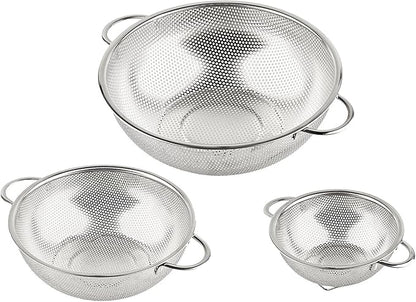 3-Piece Stainless Steel Mesh Micro-Perforated Strainer Colander Set - Image 5